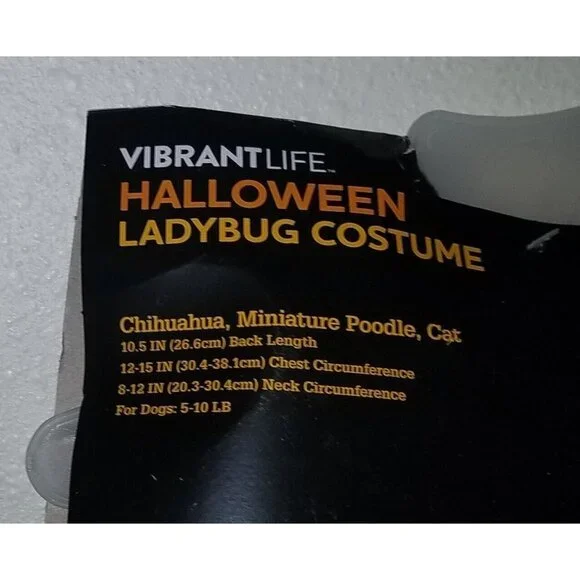 NEW Ladybug Costume 1-Pc Pet Size XS Cat Dog (5-10 lbs) Halloween Vibrant Life - Picture 5 of 9